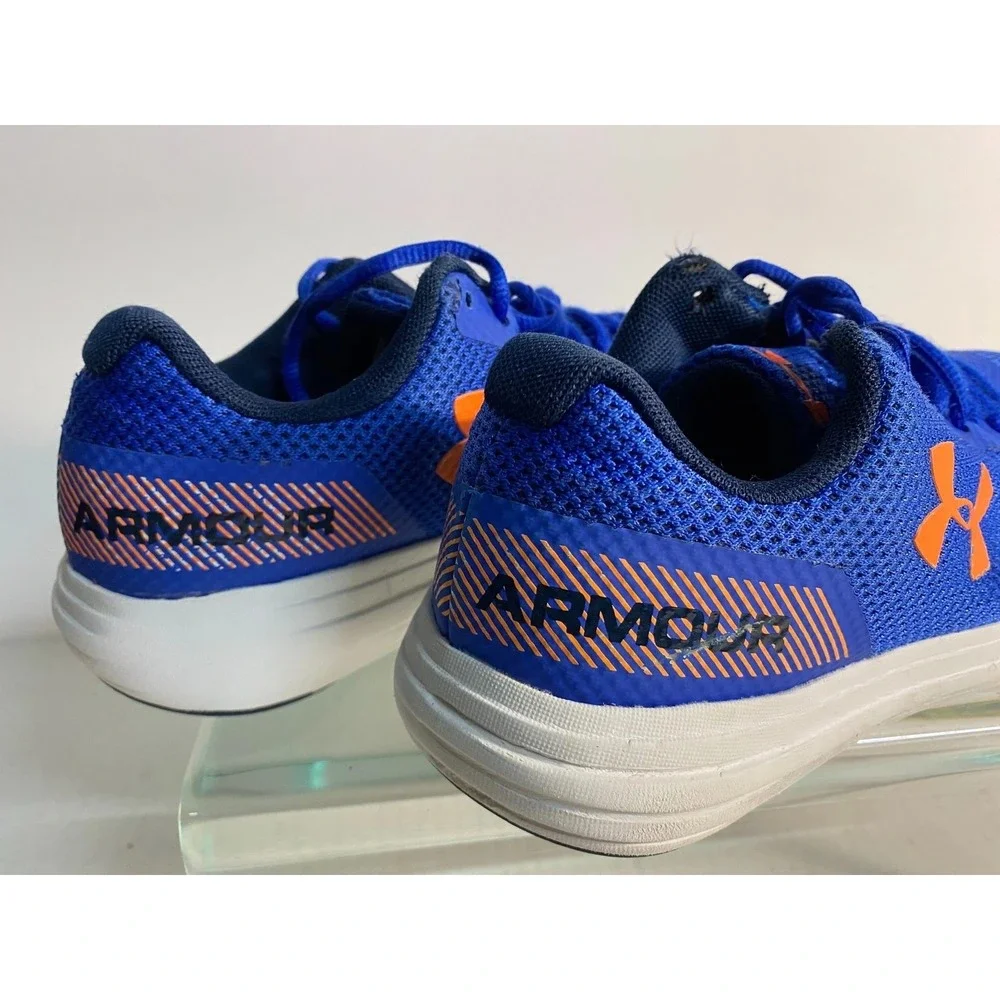 Under Armour Kids Blue Orange Mesh Running Shoes 3020470-400 Size 7Y